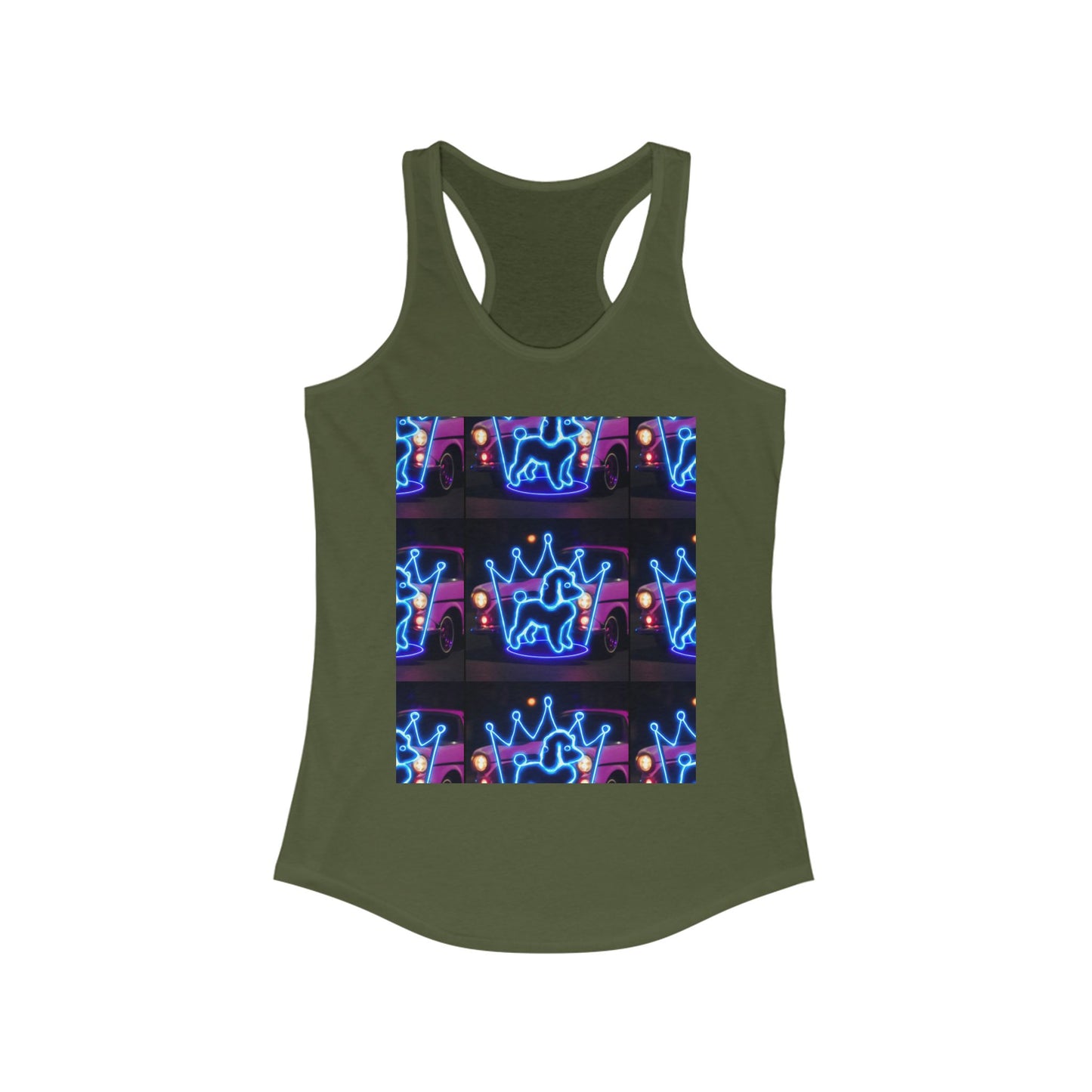 Neon Crown Racerback Tank, Women's Summer Top, Festival Shirt, Casual Wear, Gym Tank for Stylish Women
