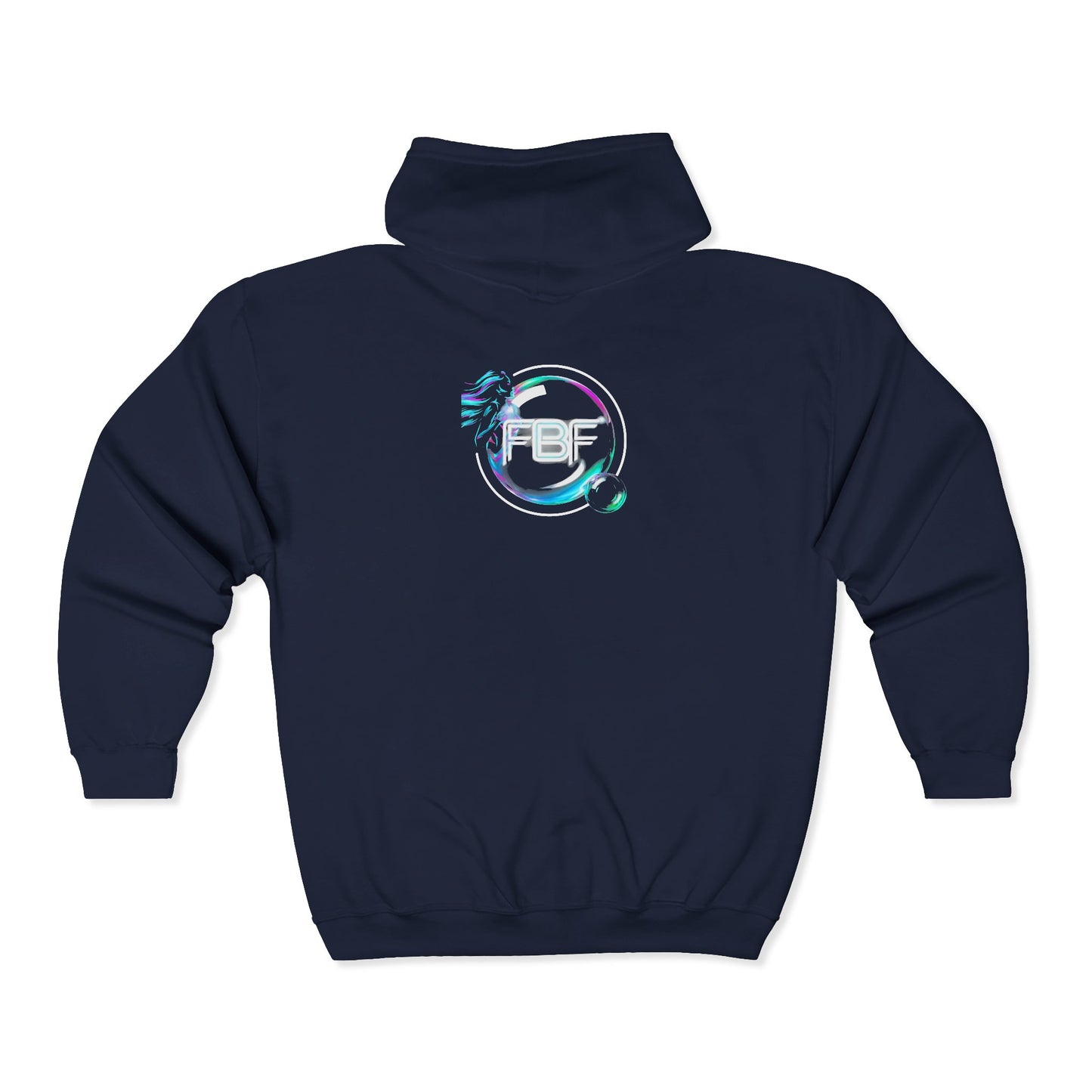 Retro Cyberpunk Zip Hoodie – Neon King Crest & PBF Logo