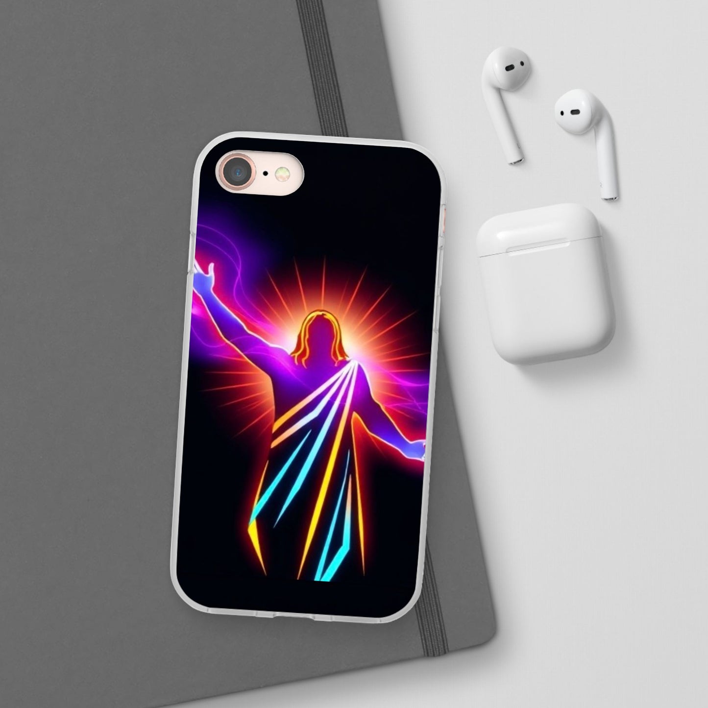 Inspirational Jesus Flexi Case - Colorful Phone Cover for Spiritual Connection
