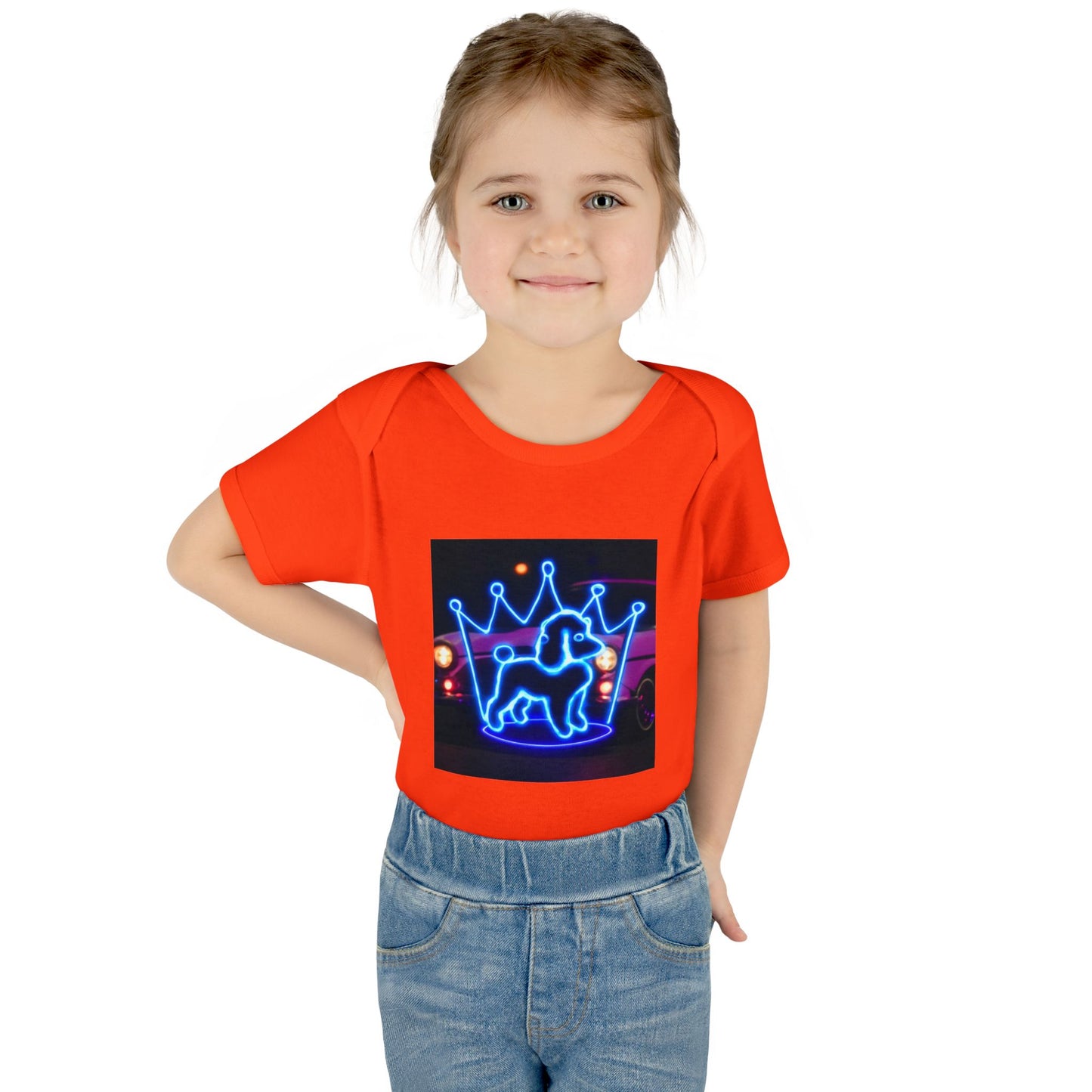 Neon Dog Crown Baby Bodysuit, Cute Infant Outfit, Baby Shower Gift, Newborn Clothes, Pet Lover Apparel, Birthday Gift for Baby