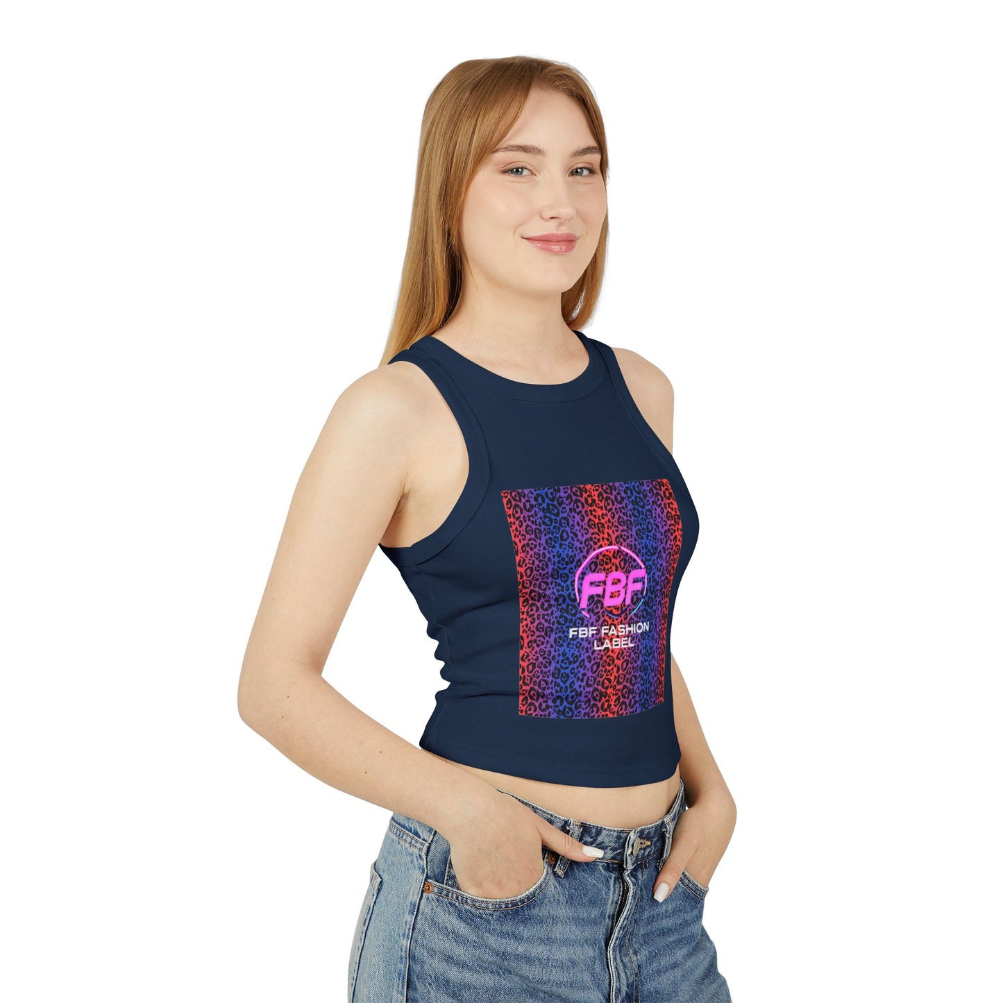 Pink FBF Women's Micro Rib Racer Tank Top