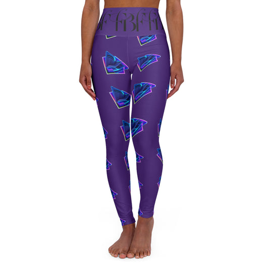 Vibrant High Waisted Yoga Leggings | Neon Butterfly Print, Fitness Wear, Workout Leggings, Active Apparel, Gift for Yogis