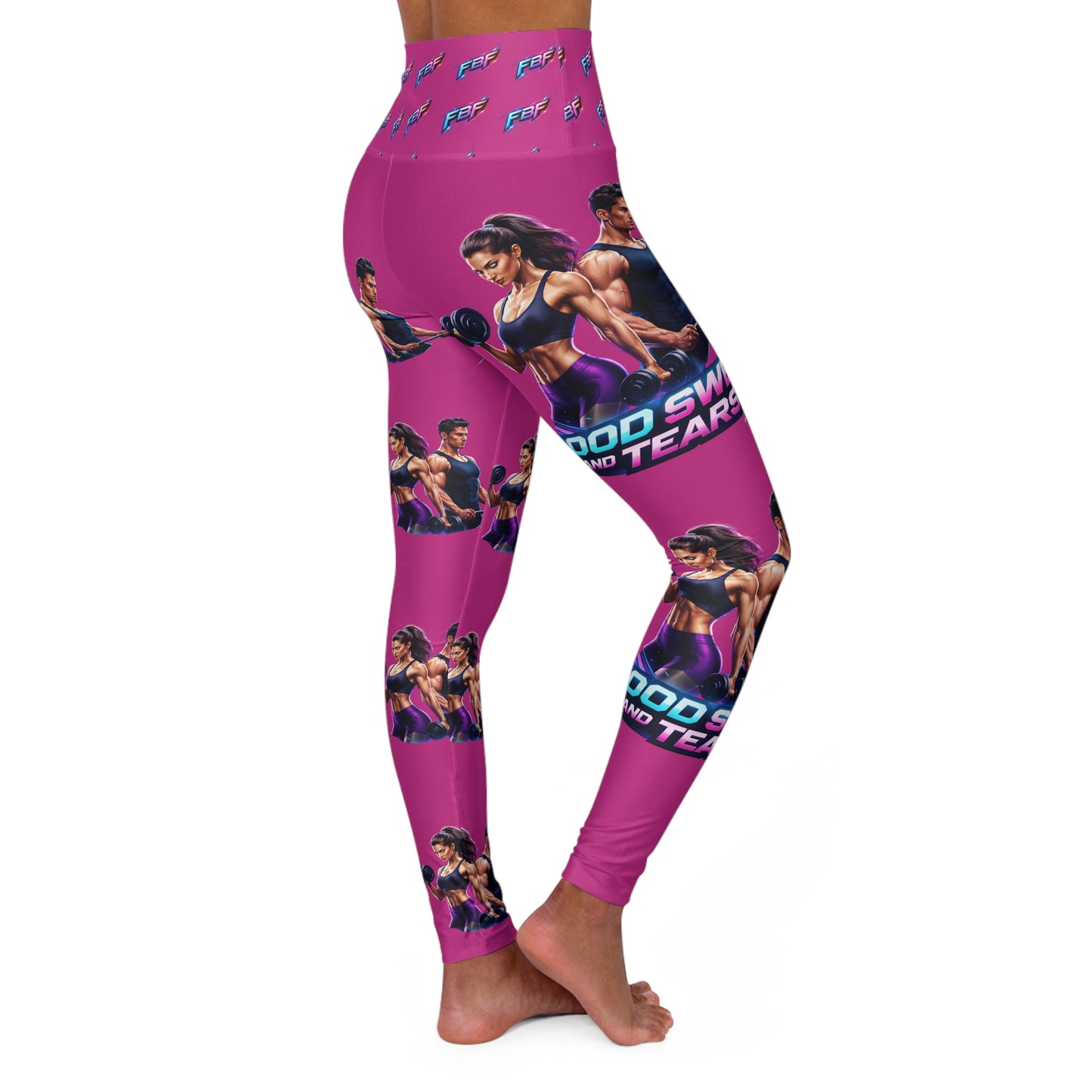 Blood, Sweat and Tears High-Waist Yoga Leggings — Motivational Workout Print