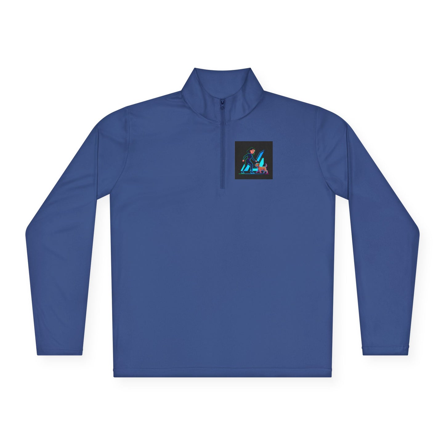 GiGi Logo Quarter-Zip Pullover — Neon Retro Dog Walker Design