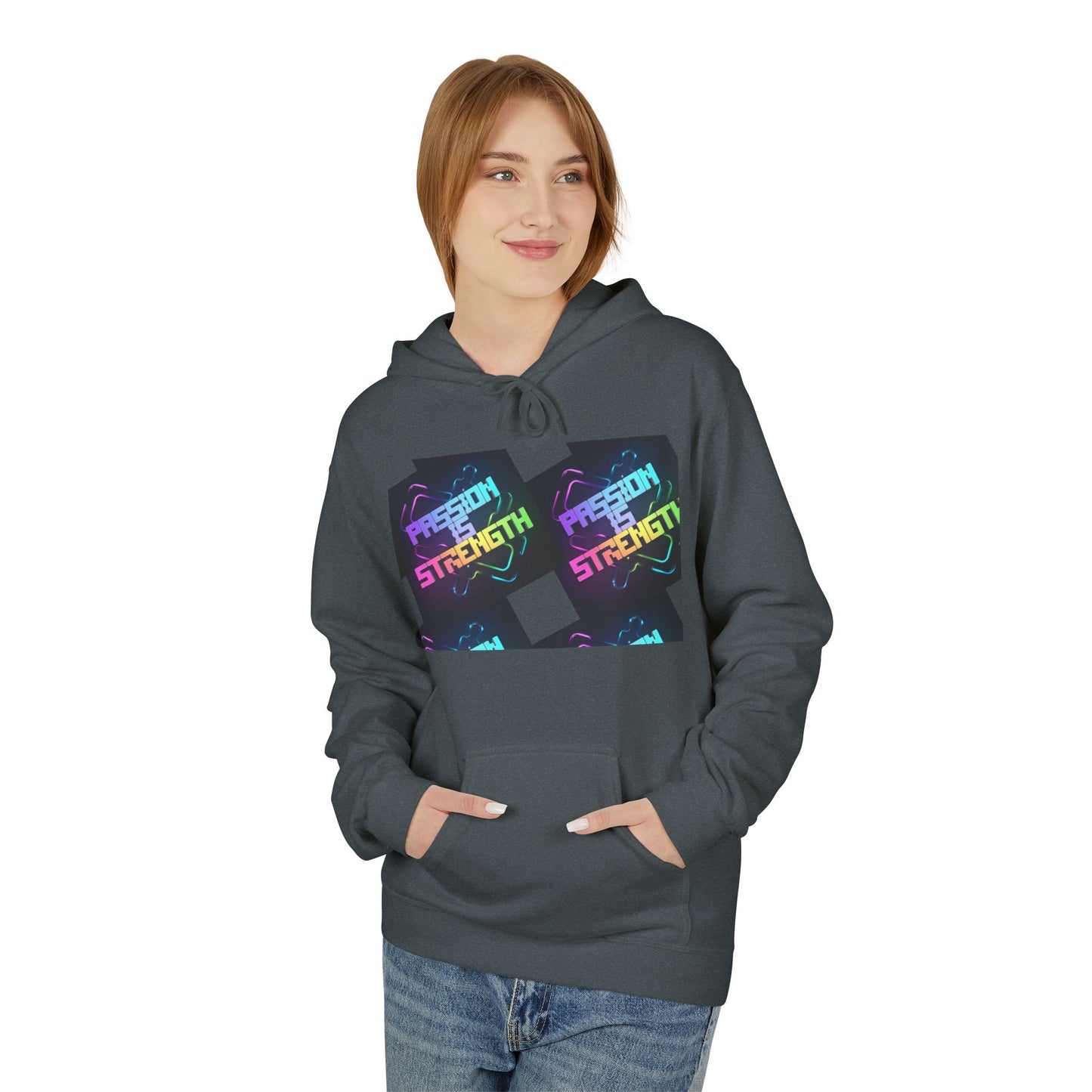 Passion is Strength Graphic Hoodie — Retro Rainbow Tombstone Design