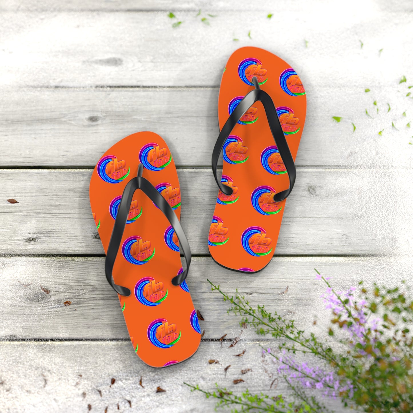 Tropical Abstract Flip Flops — Bright Orange Sunset Beach Sandals