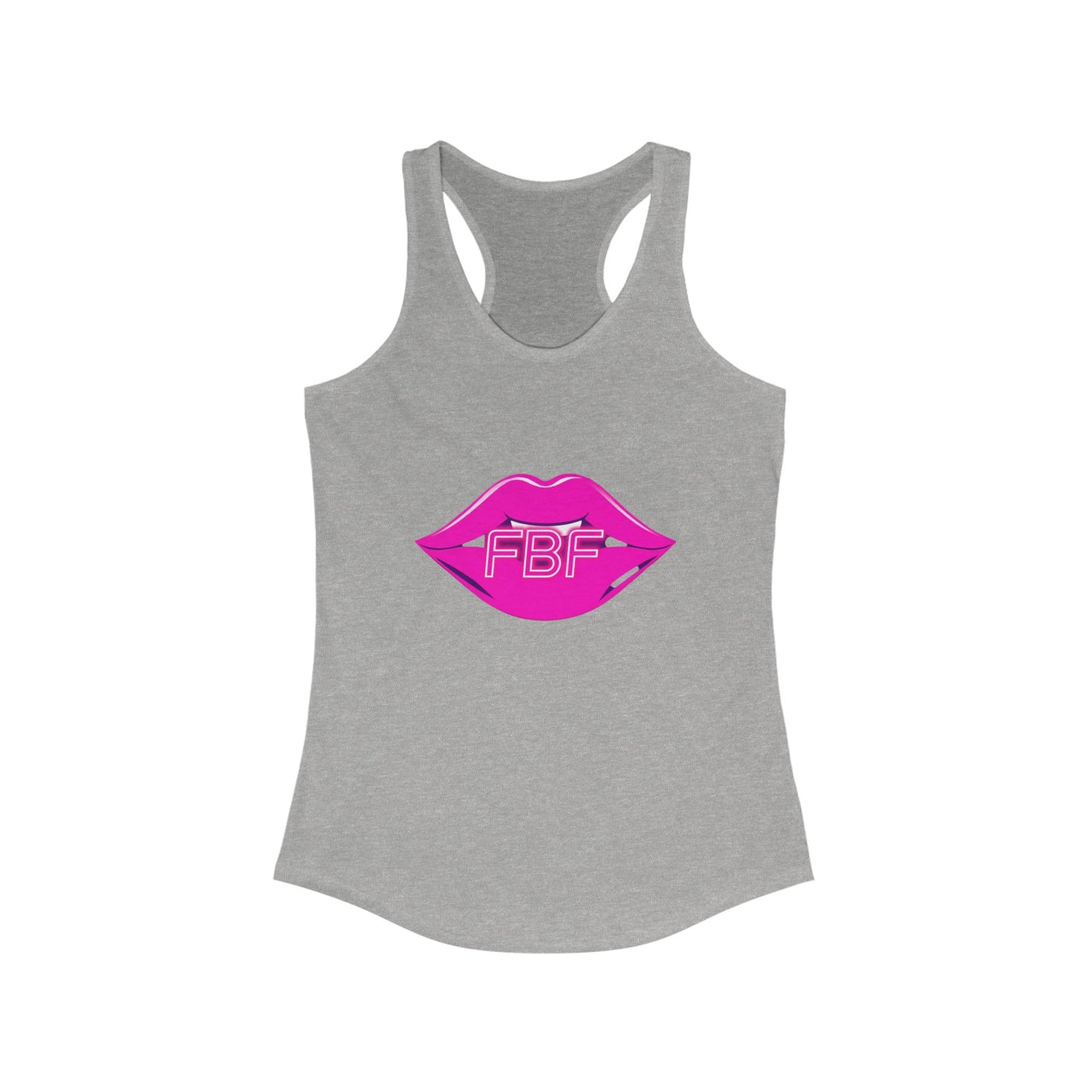 Chic Women’s Racerback Tank with Lip Design, Cute Workout Top, Summer Essential, Trendy Graphic Tee, Gifts for Her, Pool Party Apparel