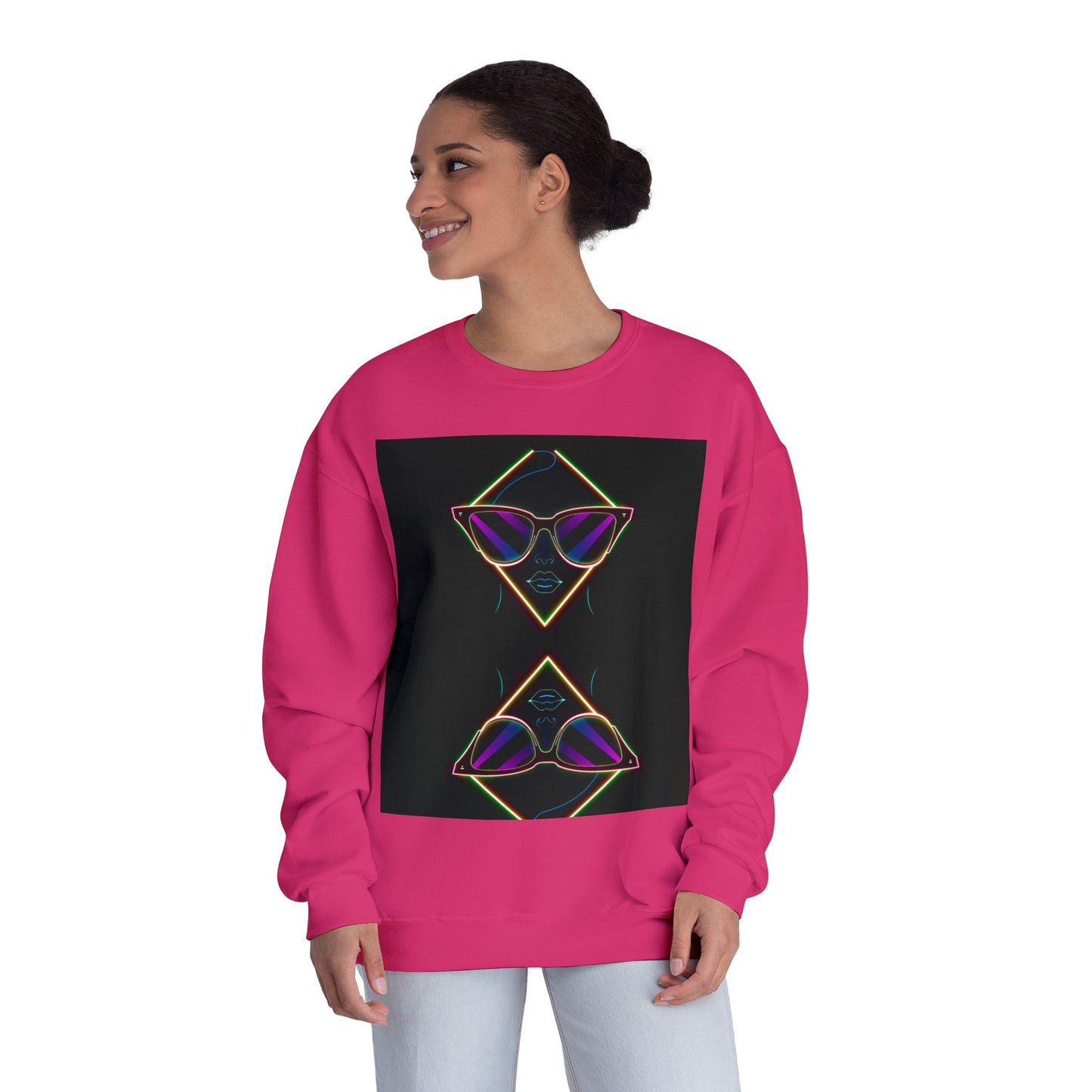Retro Vibes Crewneck Sweatshirt with Sunglasses Design