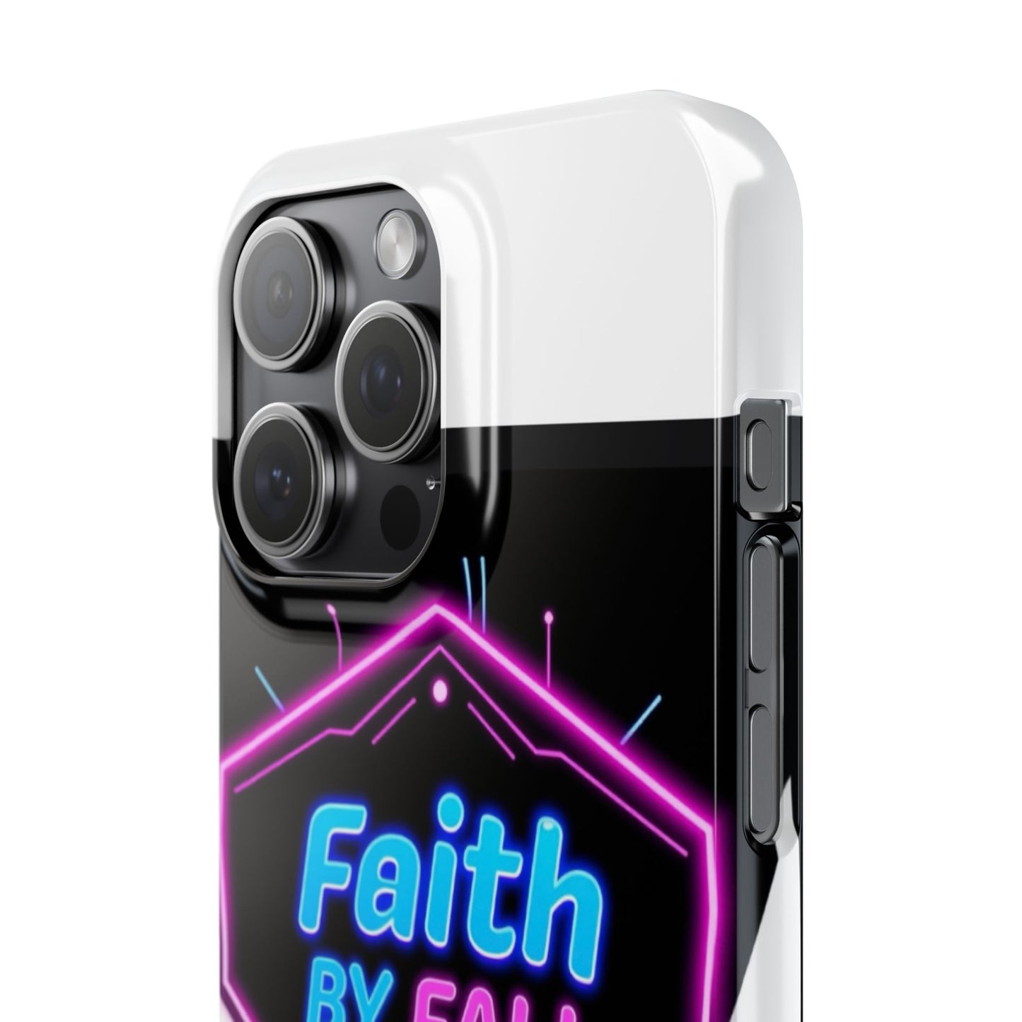 Faith by Fall Slim Phone Case - Neon Design for Tech Enthusiasts