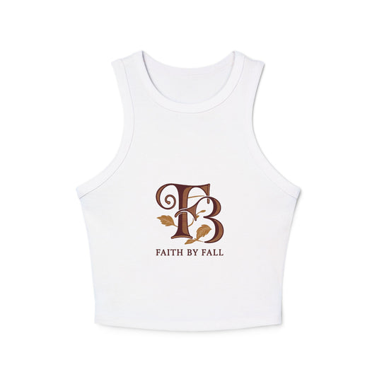Faith By Fall Women's Micro Rib Racer Tank Top, Inspirational Workout Top, Autumn Fashion, Casual Summer Wear, Gift for Her