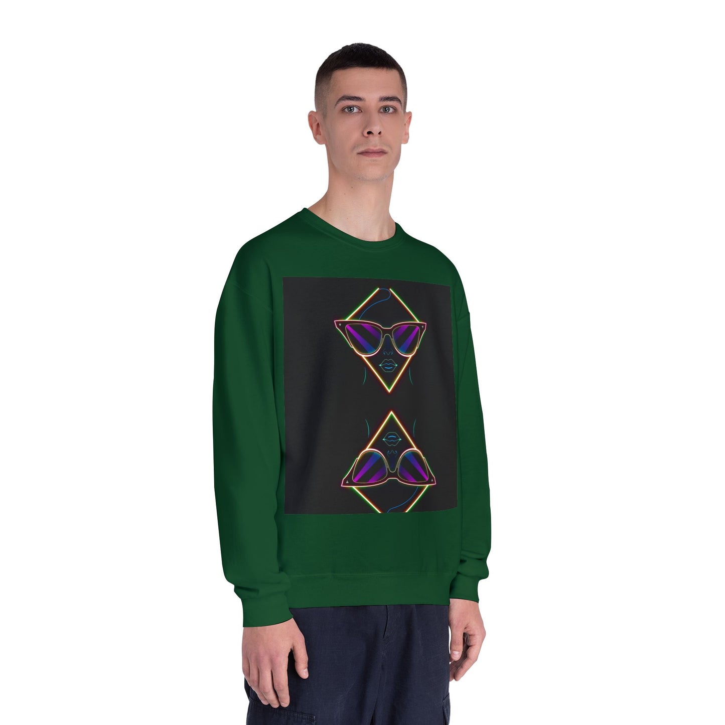 Retro Vibes Crewneck Sweatshirt with Sunglasses Design