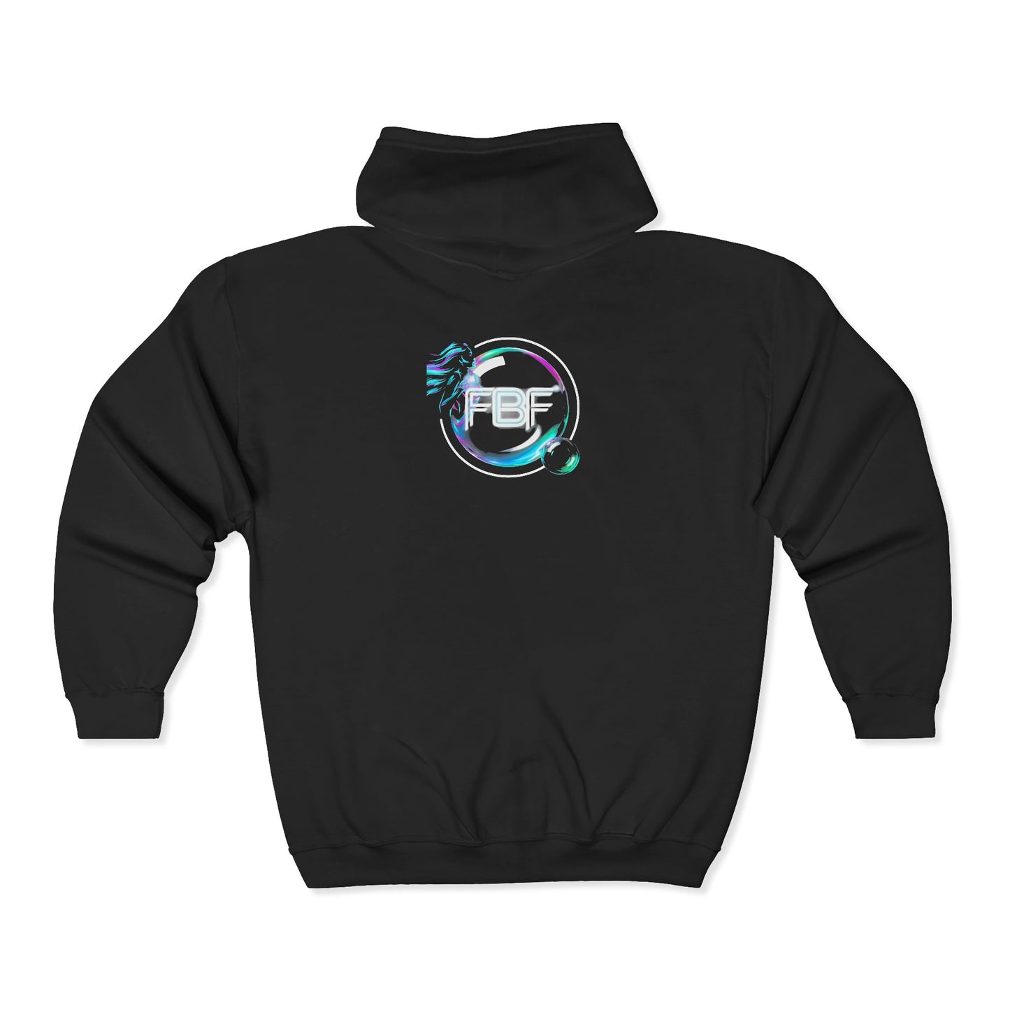 Retro Cyberpunk Zip Hoodie – Neon King Crest & PBF Logo