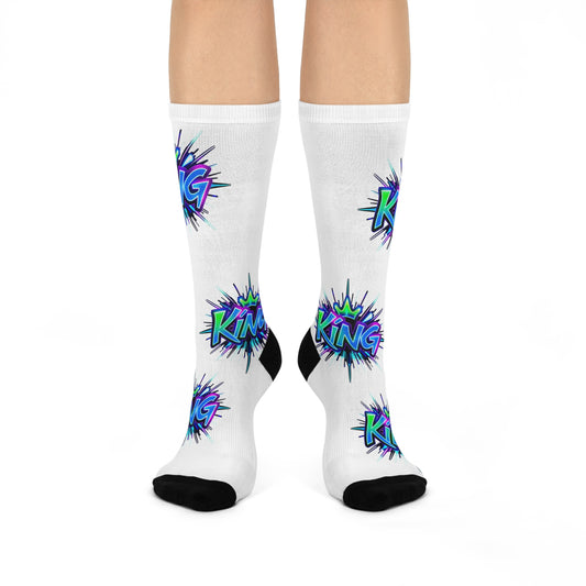 Cushioned Crew Socks - Trendy Graphic Socks, Gift for Him, Fashion Statement, Everyday Comfort, King Design