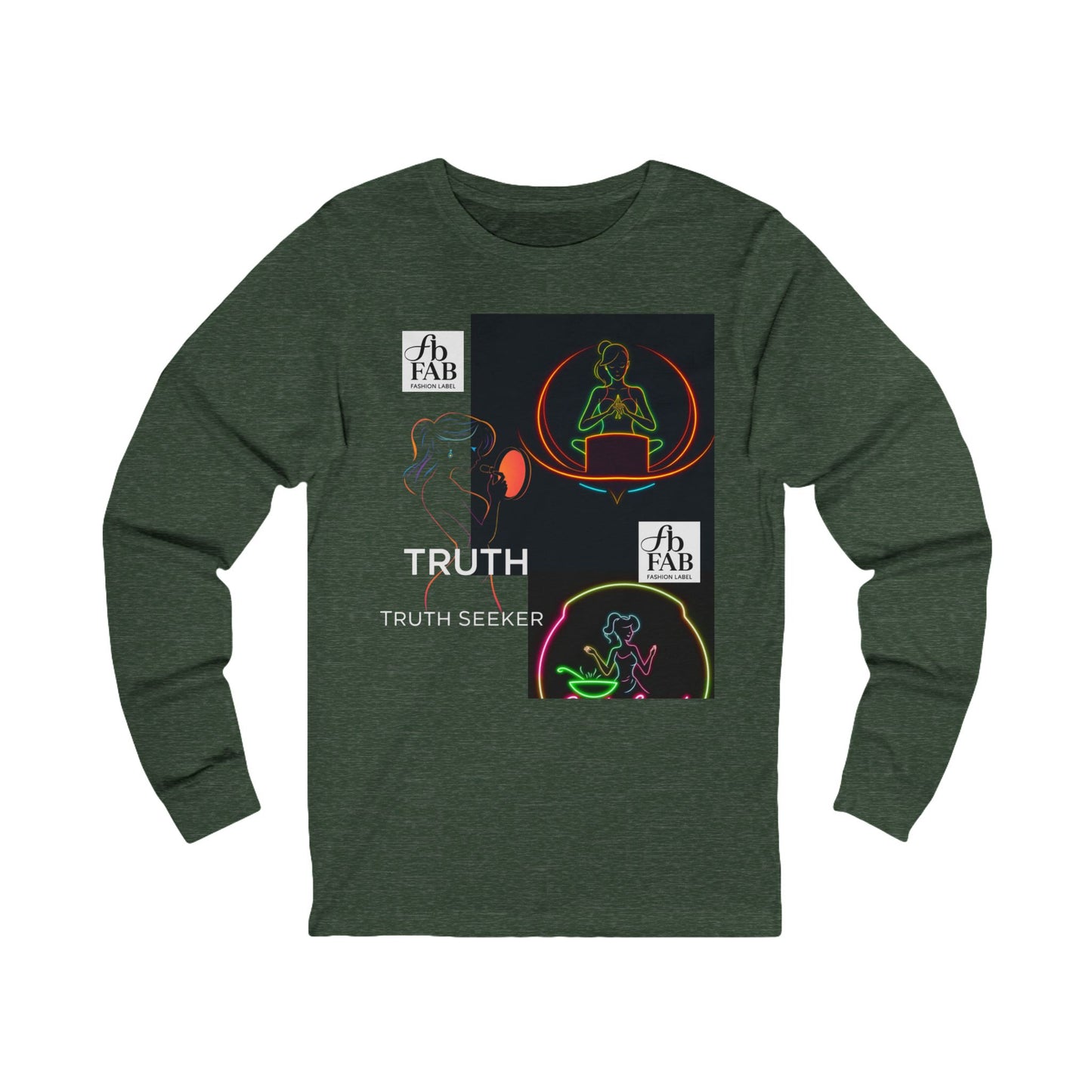 Neon Truth Long Sleeve Tee — Artistic Line-Drawn Figure Shirt