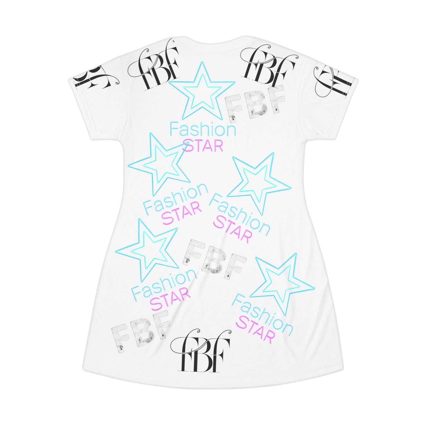 Trendy Graphic T-Shirt Dress, Fashion Star, Casual Summer Wear, Cute Outfit for Teens, Stylish Gift for Birthdays, Festivals, Everyday Use