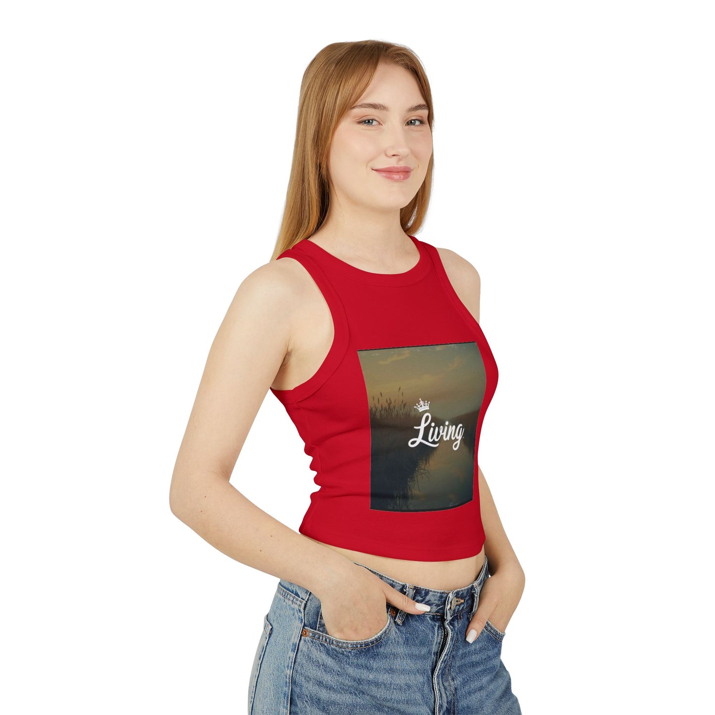 Women's Stylish Micro Rib Racer Tank Top - Summer Vibes, Living Life, Perfect for Festivals & Beach Days, Casual Wear, Gift Idea