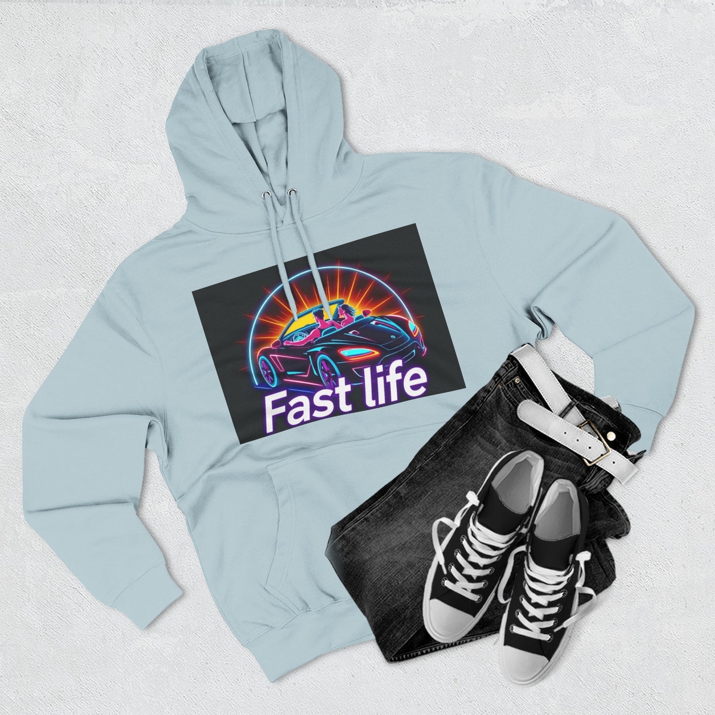Fast Life Fleece Hoodie for Car Enthusiasts