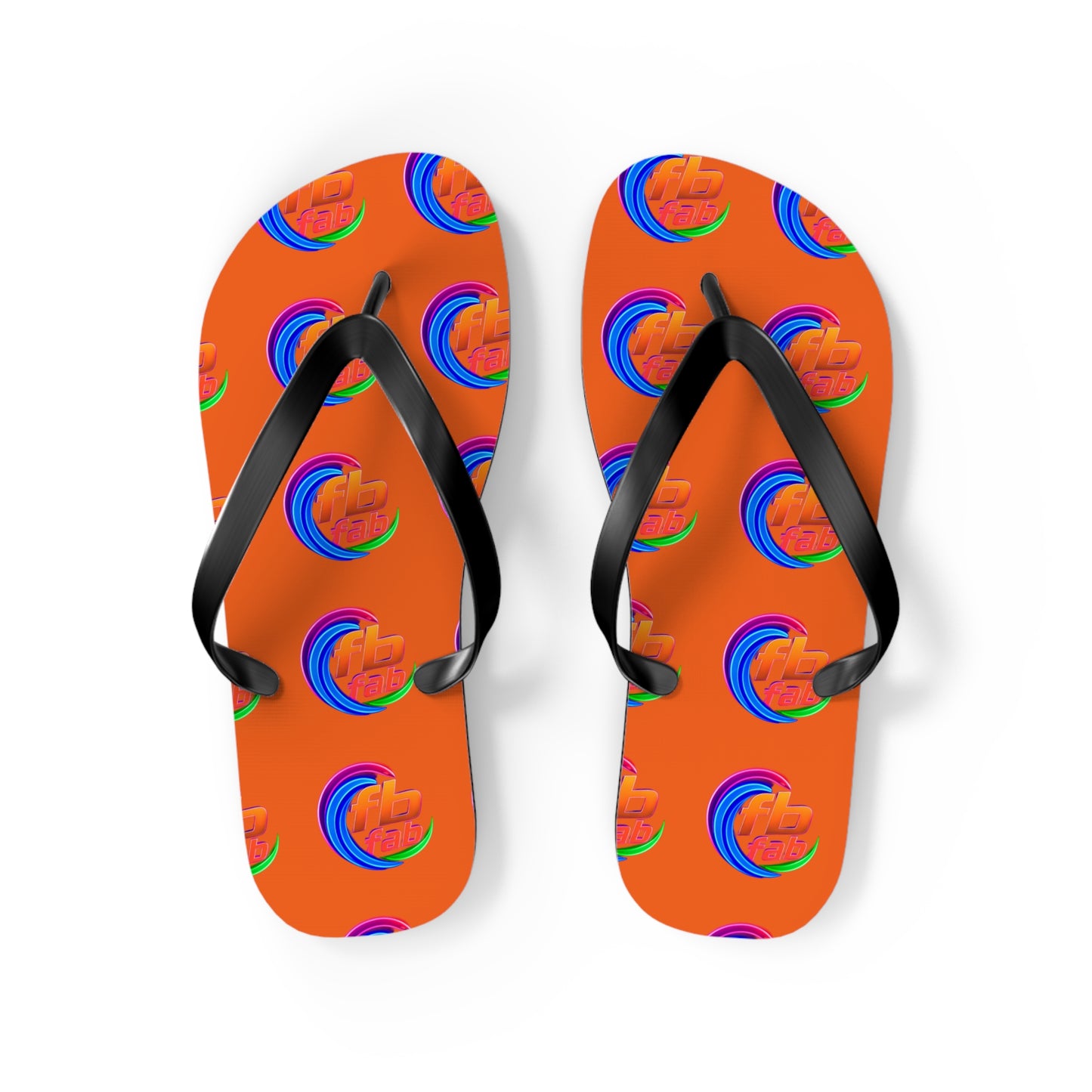 Tropical Abstract Flip Flops — Bright Orange Sunset Beach Sandals