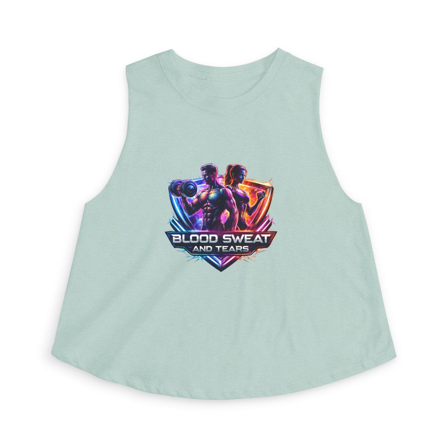 Crop Top — "Blood Sweat and Tears" Fitness Graphic Tank for Women