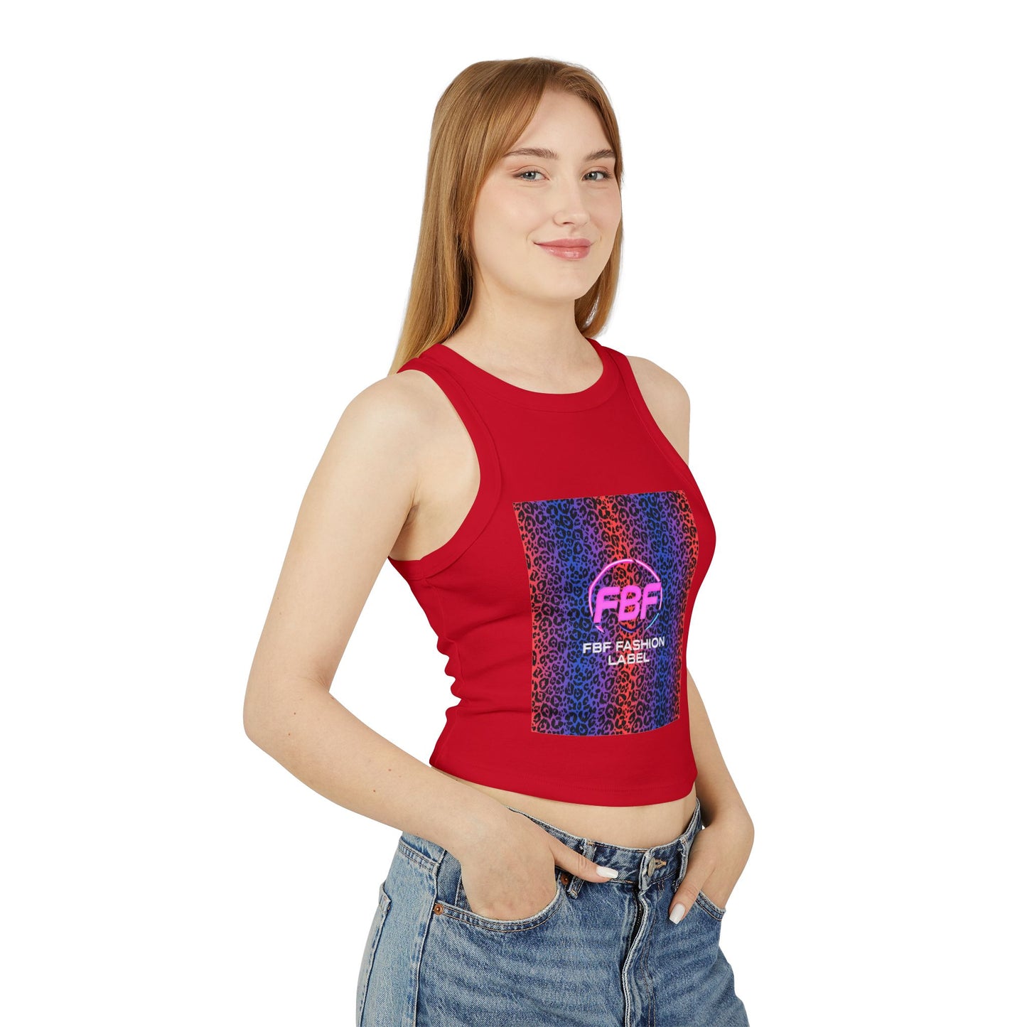 Pink FBF Women's Micro Rib Racer Tank Top