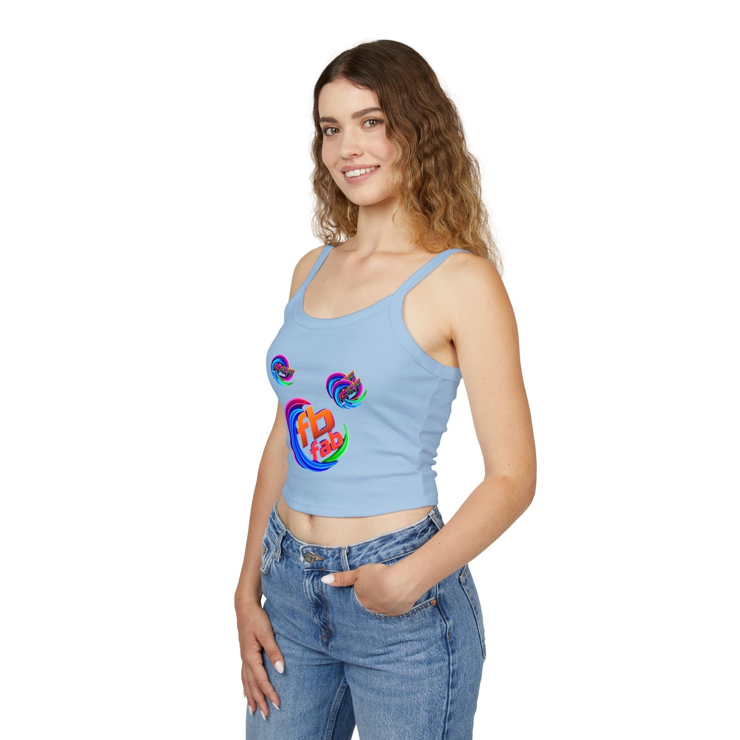 Women's Crop Tank Top — Colorful 'fb fab' Retro Swirl Graphic