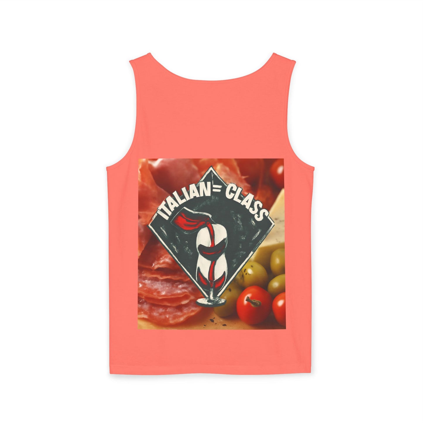 Italian Class Unisex Garment-Dyed Tank Top, Casual Summer Wear, Italian Heritage Gift, Foodie Apparel, Vacation Top