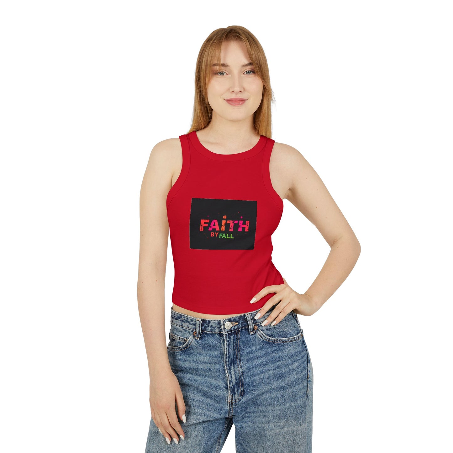 Faith by Fall Women's Micro Rib Racer Tank Top, Inspirational Summer Top, Motivational Crop Tank, Faith Apparel, Gift for Her, Casual Wear