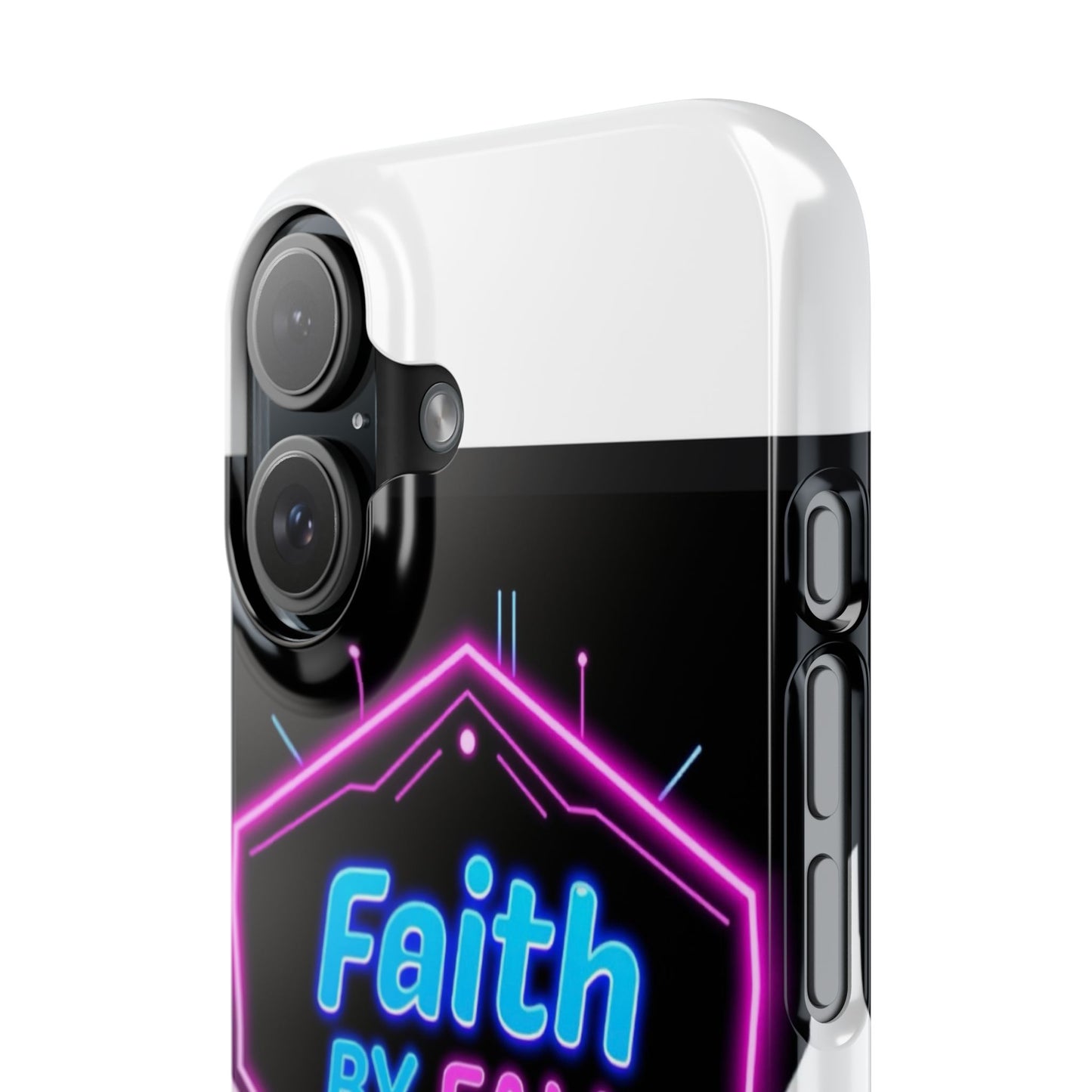 Faith by Fall Slim Phone Case - Neon Design for Tech Enthusiasts