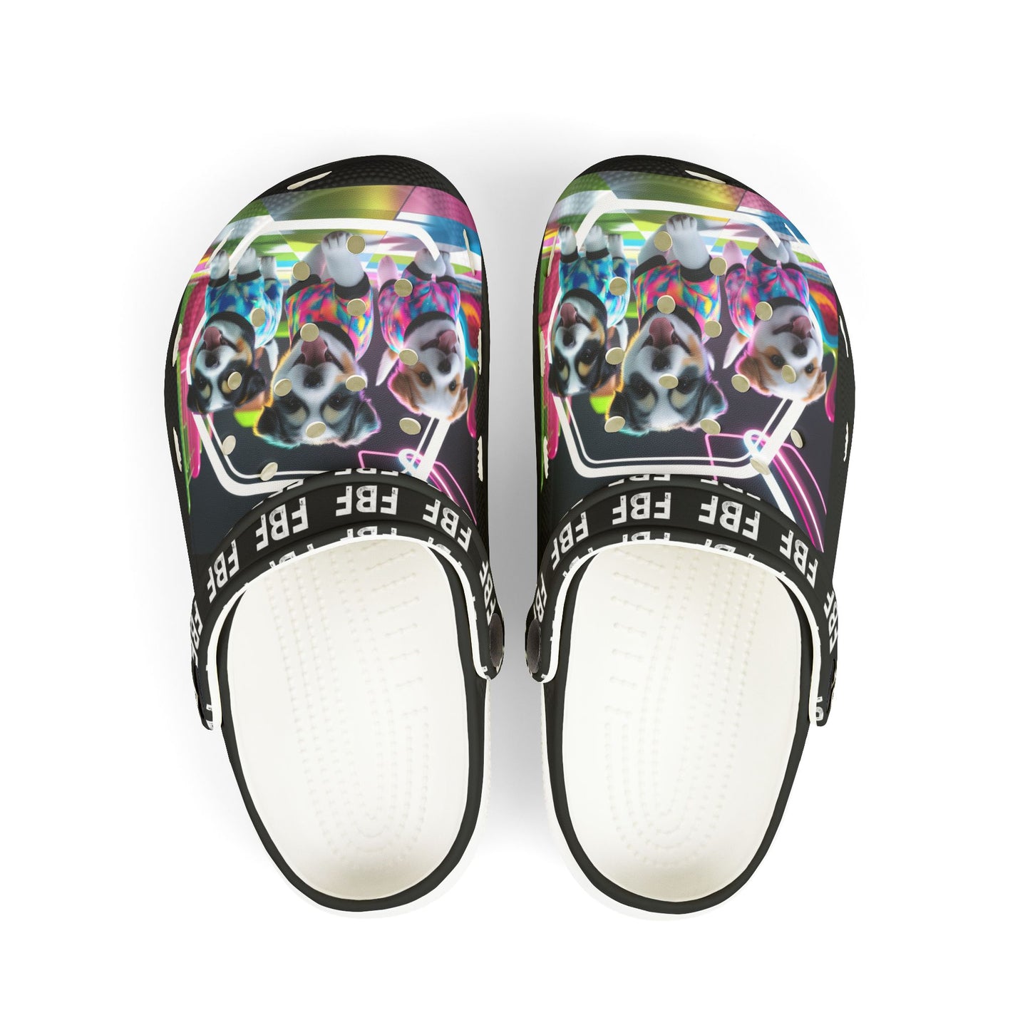 Kids' Fun Neon Clogs with AOP Design