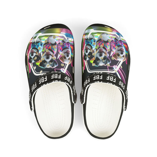 Kids' Fun Neon Clogs with AOP Design