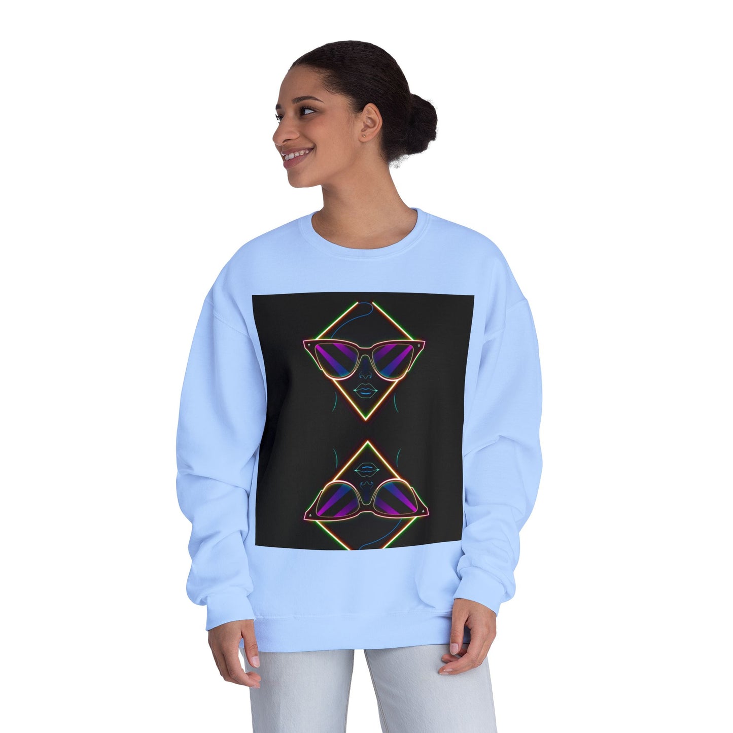 Retro Vibes Crewneck Sweatshirt with Sunglasses Design