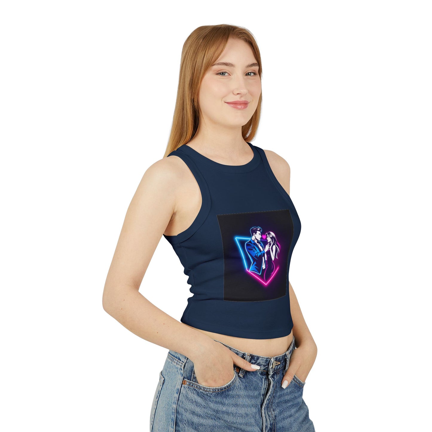 Neon Love Graphic Tank Top, Women's Racerback Shirt, Perfect for Date Night, Festival Wear, Summer Style, Valentine's Day Gift