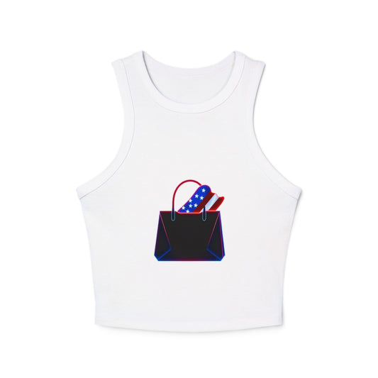 Patriotic Graphic Racerback Tank Top - Women's Summer Style, Independence Day Fashion, Concert Wear, Casual Chill