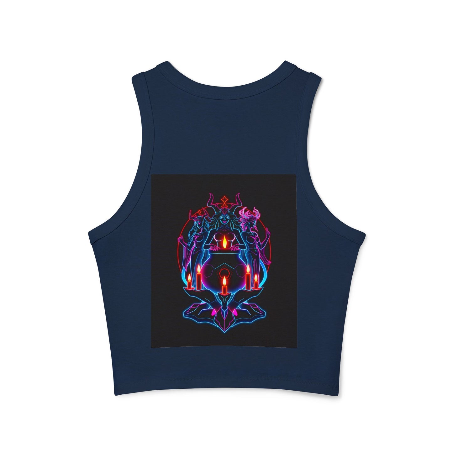 Witchy Neon Cauldron Tank Top - Occult Retro Graphic Racerback