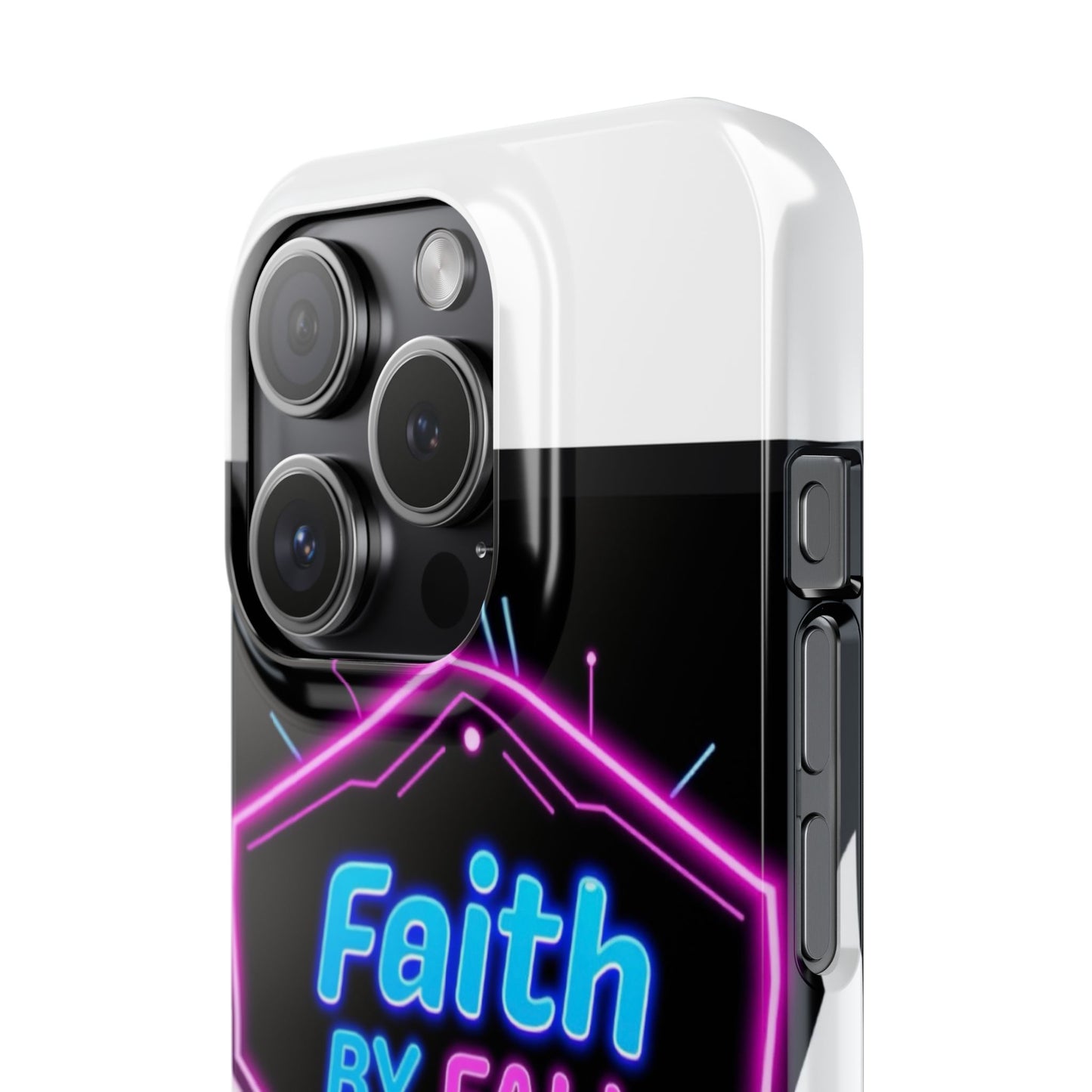 Faith by Fall Slim Phone Case - Neon Design for Tech Enthusiasts