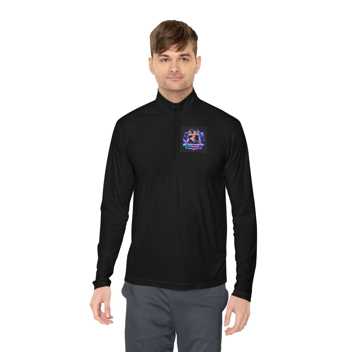 Quarter-Zip Pullover — Retro Neon Graphic with "Forever Fashion" Logo