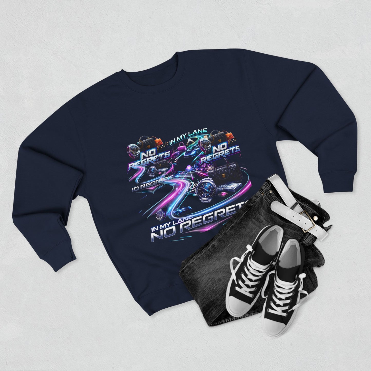 No Regrets Retro Vaporwave Crewneck Sweatshirt