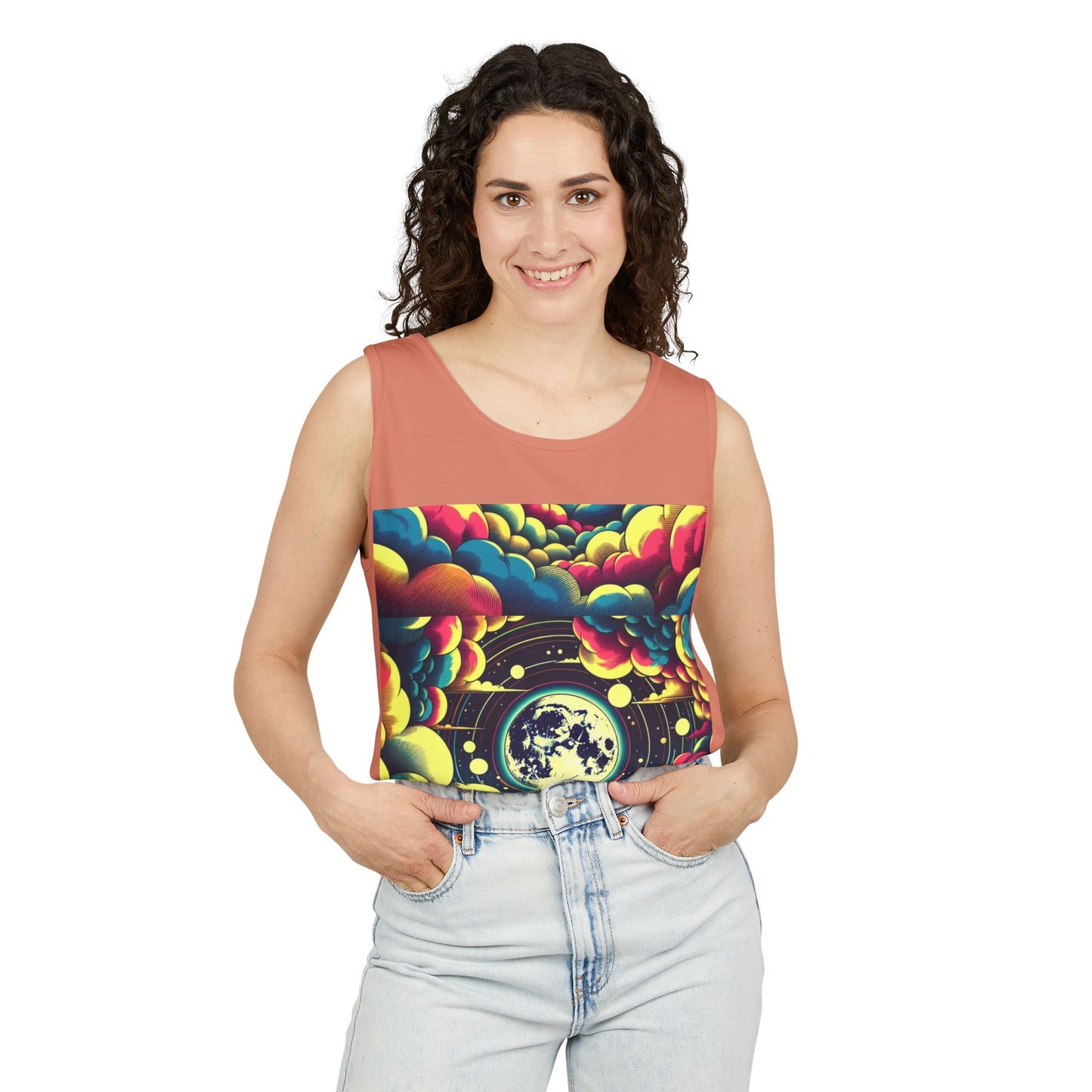 Vibrant Art Tank Top, Colorful Summer Tee, Graphic Beachwear, Boho Casual Top, Unique Gift for Art Lovers, Festival Attire