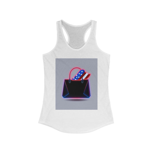 Patriotic Women's Racerback Tank with Stylish Handbag Design, Ideal for Summer, July 4th, Casual Wear, Fitness, Gifts