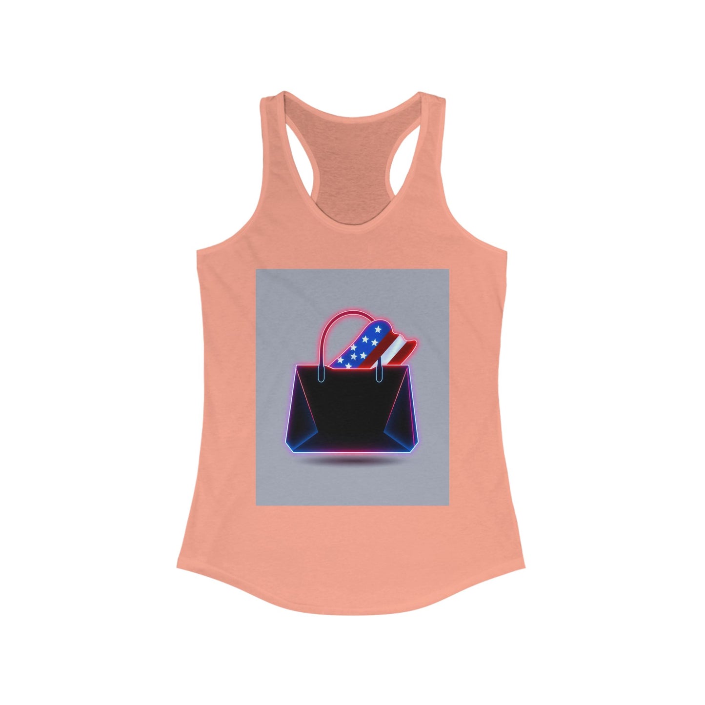 Patriotic Women's Racerback Tank with Stylish Handbag Design, Ideal for Summer, July 4th, Casual Wear, Fitness, Gifts