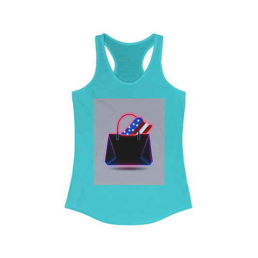 Patriotic Women's Racerback Tank with Stylish Handbag Design, Ideal for Summer, July 4th, Casual Wear, Fitness, Gifts