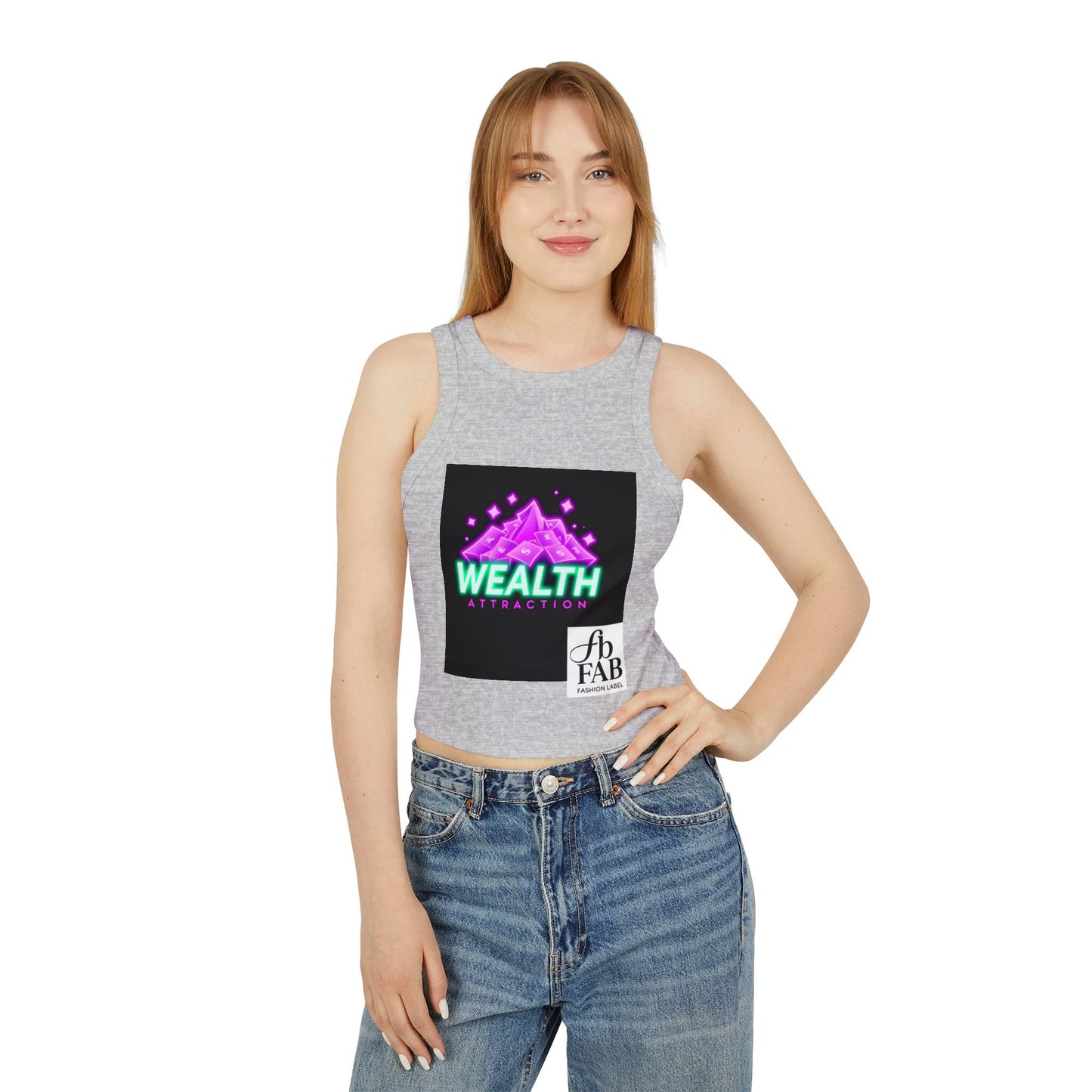 Wealth Attraction Racer Tank Top | Motivational Workout Top, Fitness Clothing, Gift for Her, Summer Essential, Self-Care Apparel