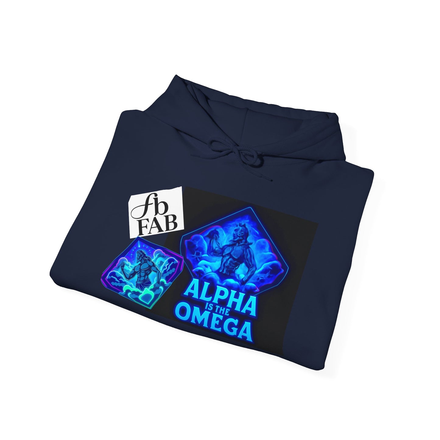 Alpha is the Omega Graphic Hoodie — Blue Retro Logo Pullover