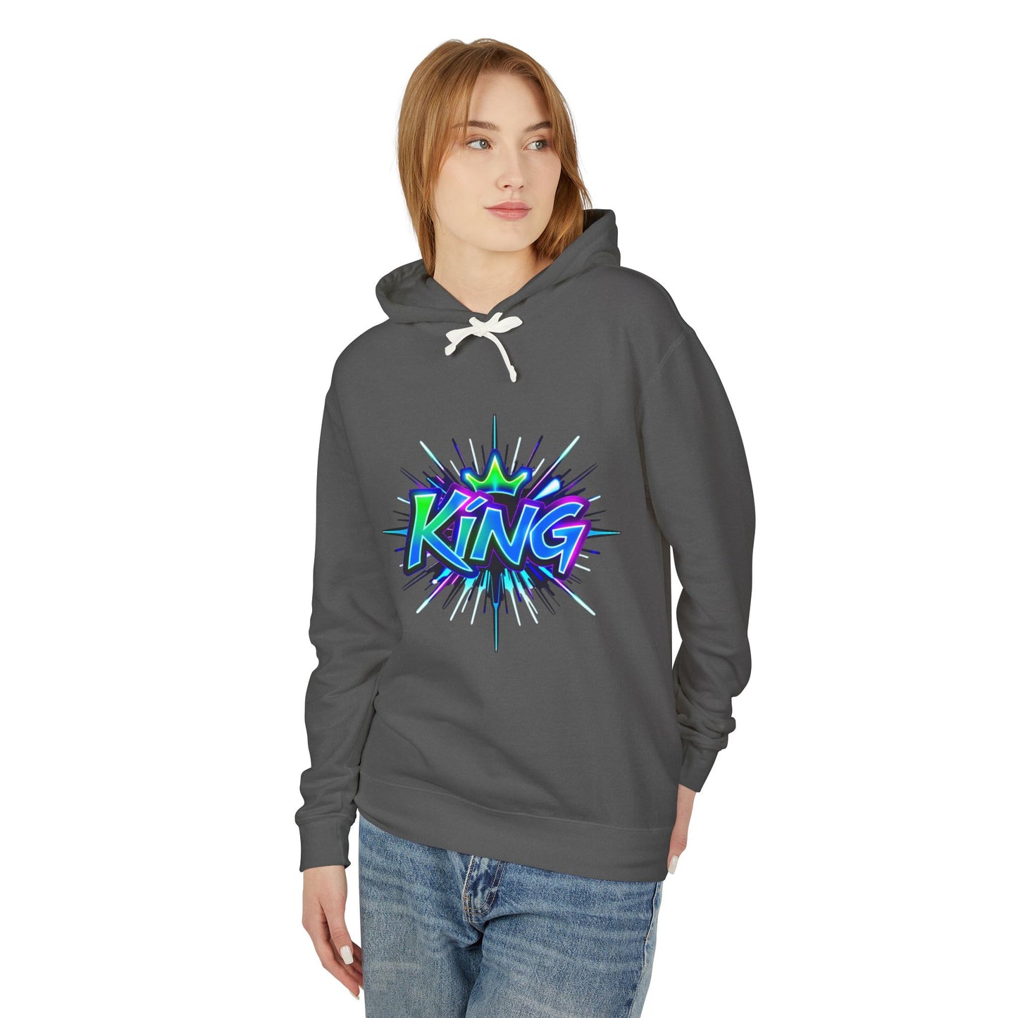 Colorful King Hoodie for Trendy Casual Wear, Unisex Lightweight Sweatshirt for Men & Women, Perfect Gift for Birthdays, Hip Hop Vibes, [...]
