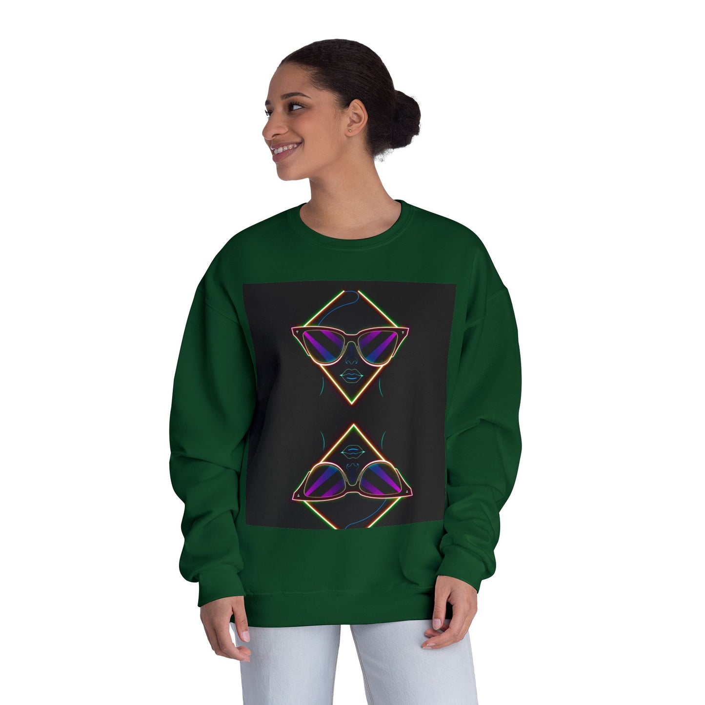 Retro Vibes Crewneck Sweatshirt with Sunglasses Design