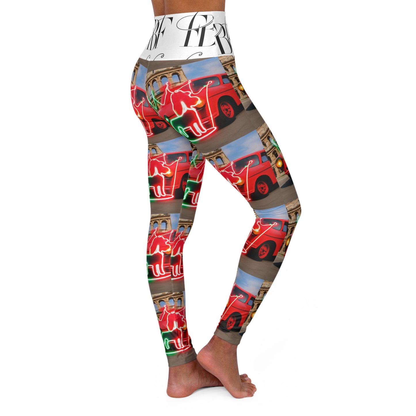 Neon Carousel High Waisted Yoga Leggings, Fitness Apparel, Workout Leggings, Yoga Pants, Activewear, Gifts for Her