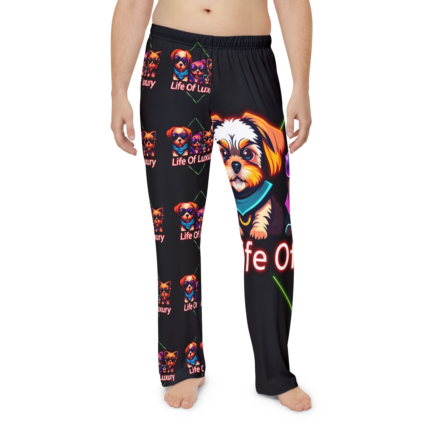 Luxury Pet-Themed Men's Pajama Pants, Cozy Lounge Wear, Dog Lover Gift, Relaxation Pants, Unique Sleepwear, Life of Luxury Design