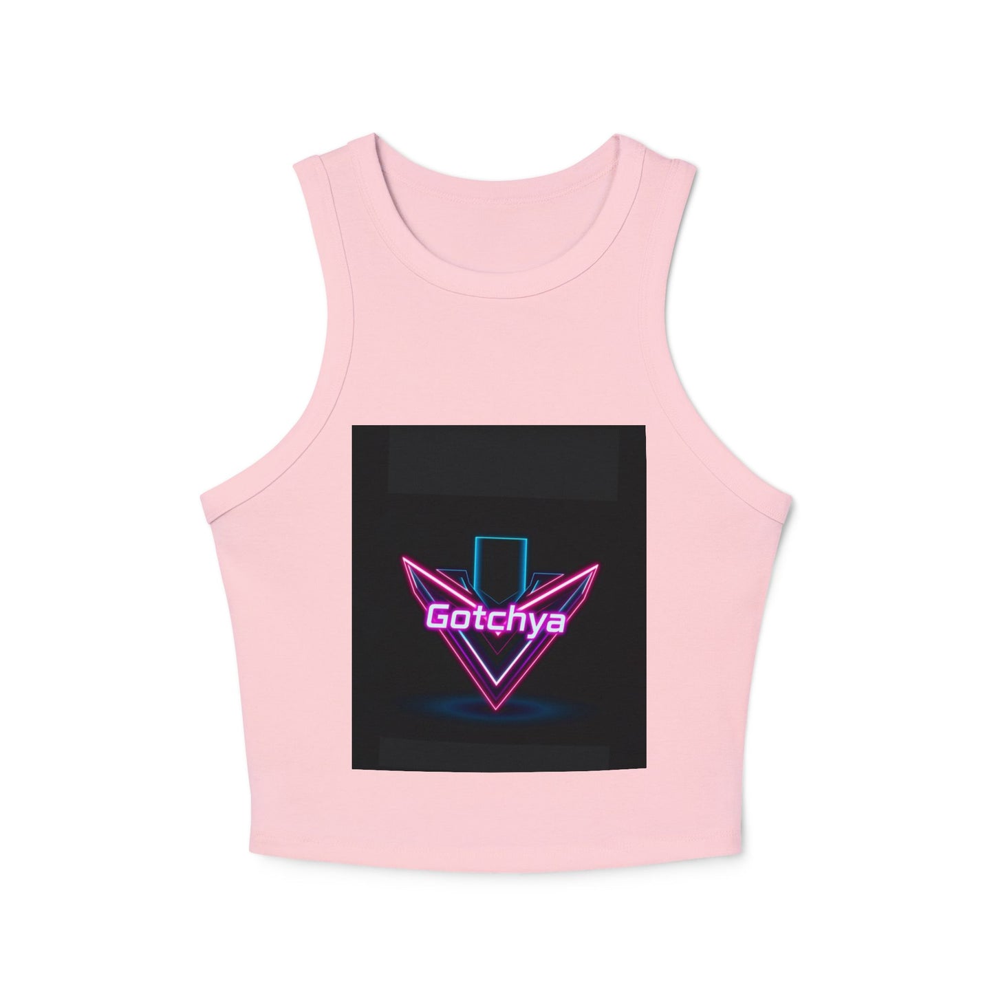 Gotchya Women's Micro Rib Racer Tank Top, Retro Crop Top, Festival Wear, Summer Essential, Workout Shirt, Graphic Tee