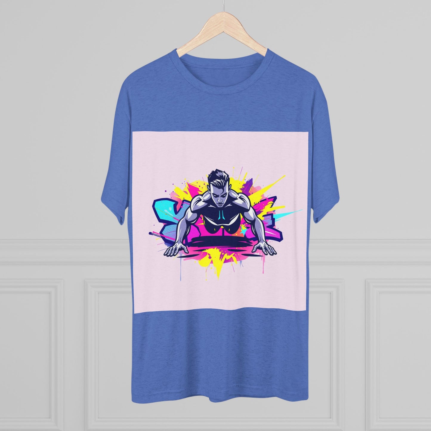 Fitness Motivation Tri-Blend Crew Tee - Vibrant Push-Up Design