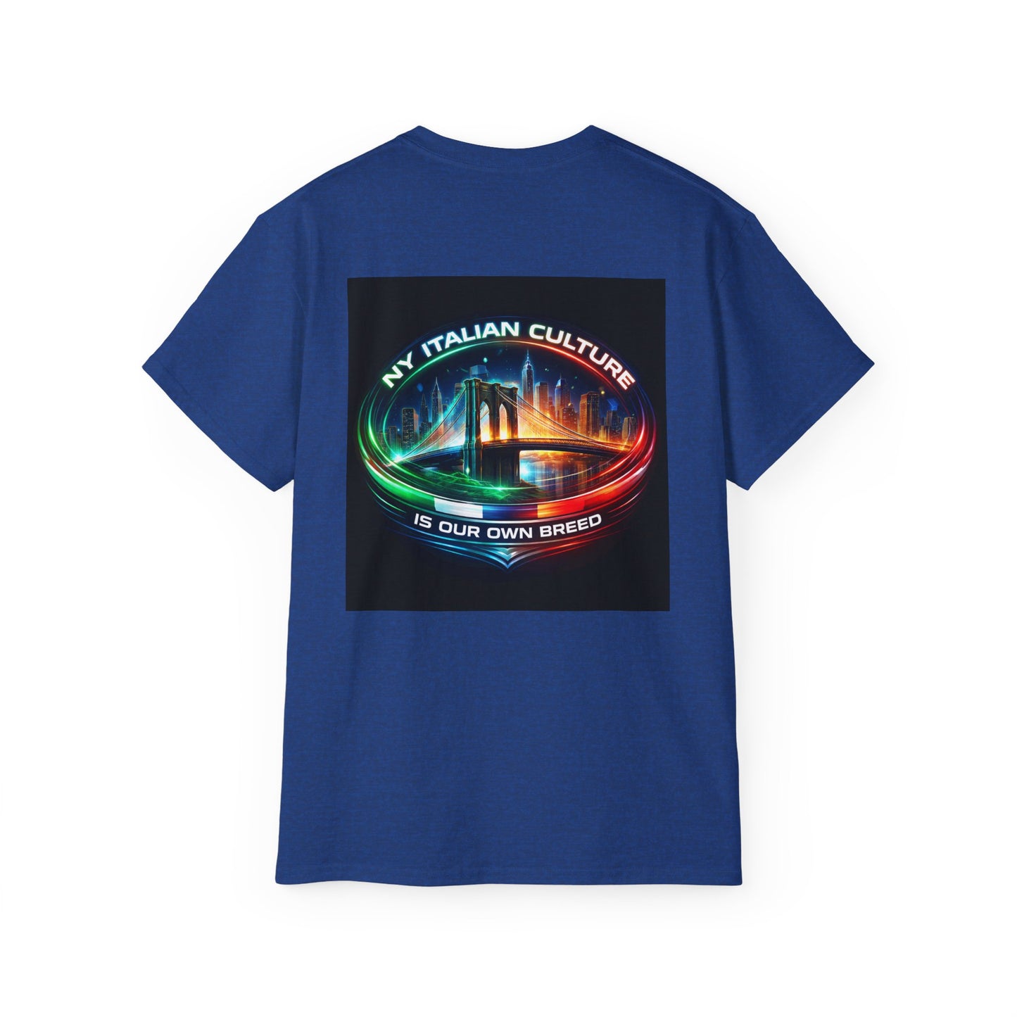 NY Italian Culture T‑Shirt — Retro Neon Brooklyn Bridge Graphic
